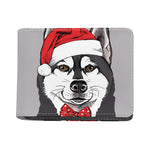 Santa Siberian Husky Print Bifold Wallet