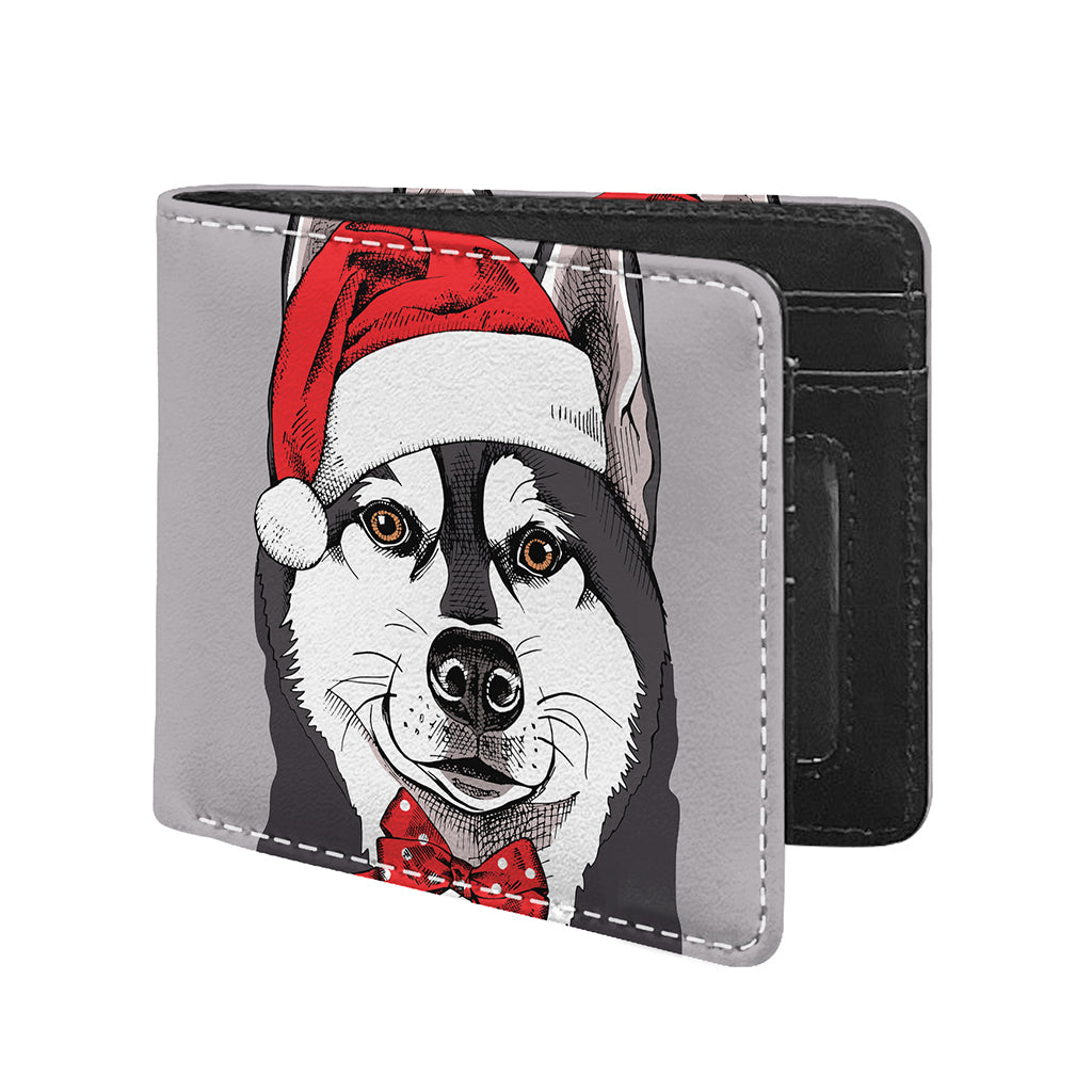 Santa Siberian Husky Print Bifold Wallet