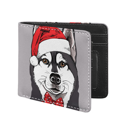 Santa Siberian Husky Print Bifold Wallet
