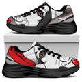 Santa Siberian Husky Print Black Chunky Shoes
