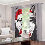 Santa Siberian Husky Print Blackout Grommet Curtains