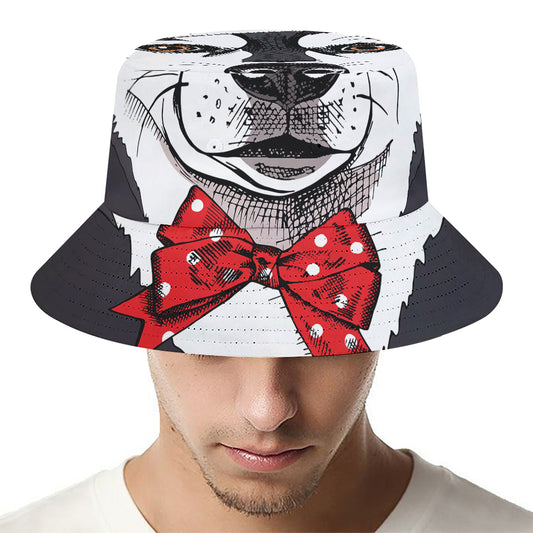 Santa Siberian Husky Print Bucket Hat