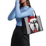 Santa Siberian Husky Print Canvas Tote Bag