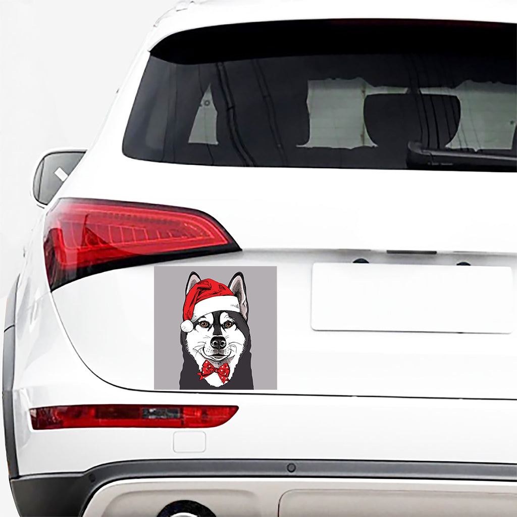 Santa Siberian Husky Print Car Sticker