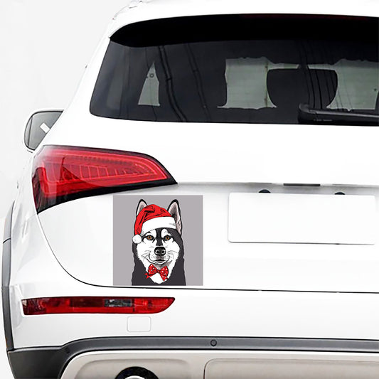 Santa Siberian Husky Print Car Sticker