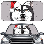 Santa Siberian Husky Print Car Windshield Sun Shade