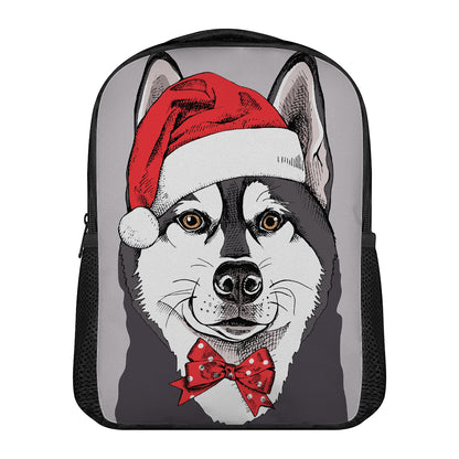 Santa Siberian Husky Print Casual Backpack