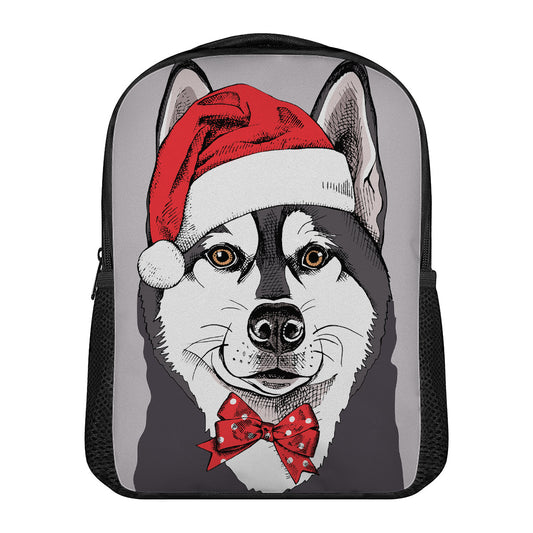 Santa Siberian Husky Print Casual Backpack