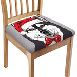 Santa Siberian Husky Print Chair Cushion Cover