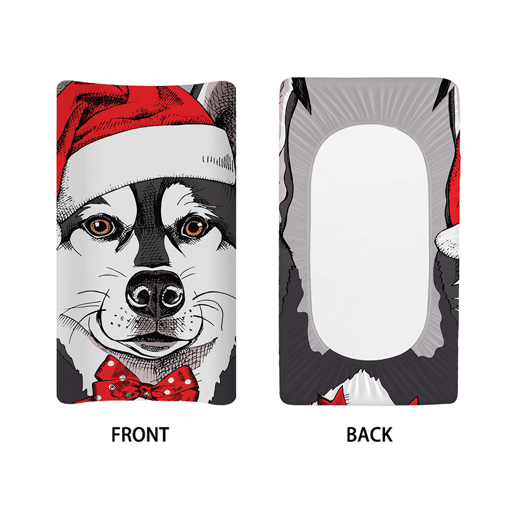 Santa Siberian Husky Print Changing Pad Cover
