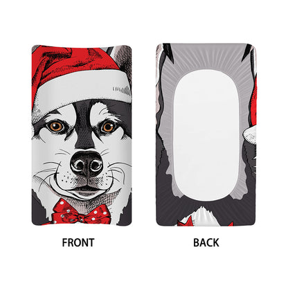 Santa Siberian Husky Print Changing Pad Cover