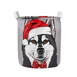 Santa Siberian Husky Print Collapsible Laundry Basket