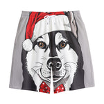 Santa Siberian Husky Print Cotton Shorts