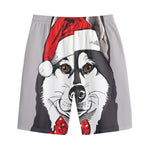 Santa Siberian Husky Print Cotton Shorts