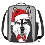 Santa Siberian Husky Print Crossbody Lunch Bag