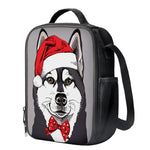 Santa Siberian Husky Print Crossbody Lunch Bag