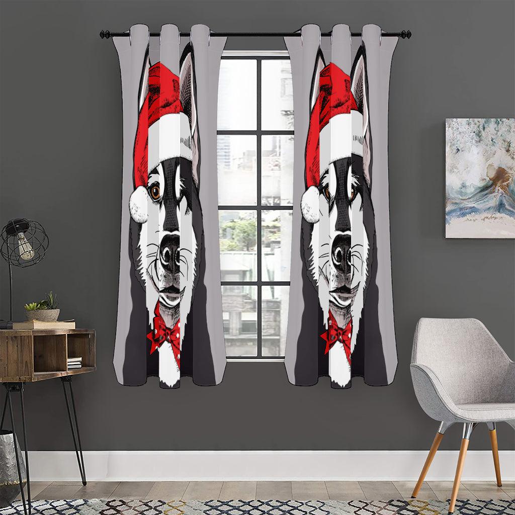 Santa Siberian Husky Print Curtain