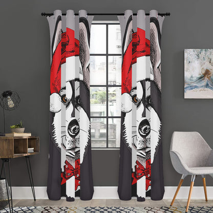 Santa Siberian Husky Print Curtain