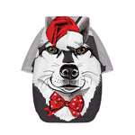 Santa Siberian Husky Print Dog Zip Up Hoodie