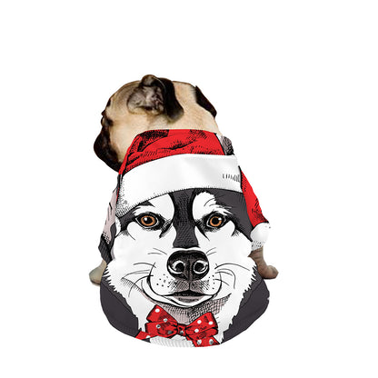 Santa Siberian Husky Print Dog Zip Up Jacket