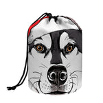 Santa Siberian Husky Print Drawstring Makeup Bag