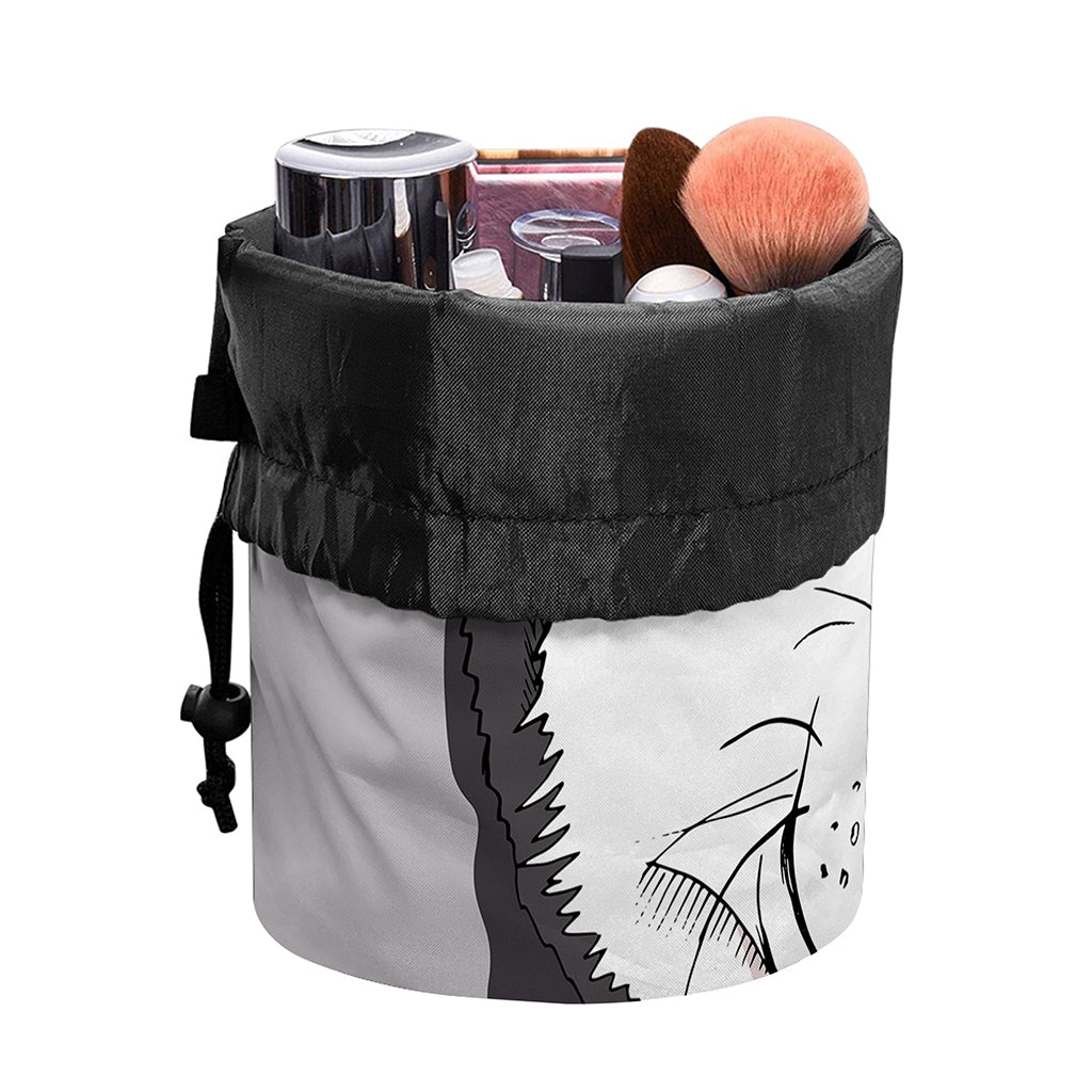 Santa Siberian Husky Print Drawstring Makeup Bag