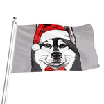 Santa Siberian Husky Print Flag