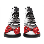 Santa Siberian Husky Print Flat Ankle Boots