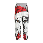 Santa Siberian Husky Print Fleece Lined Knit Pants