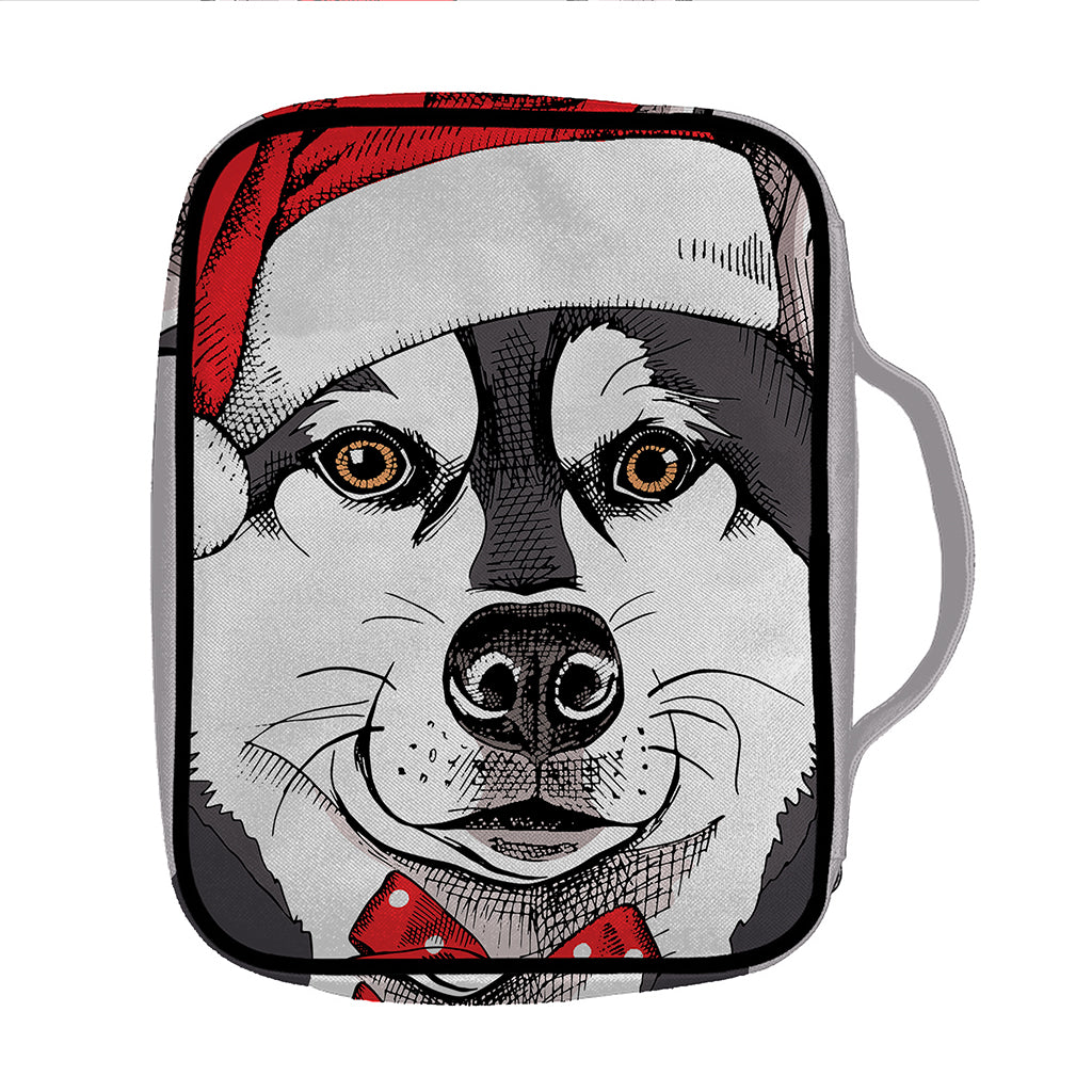 Santa Siberian Husky Print Front Pocket Bible Bag