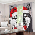Santa Siberian Husky Print Grommet Curtains