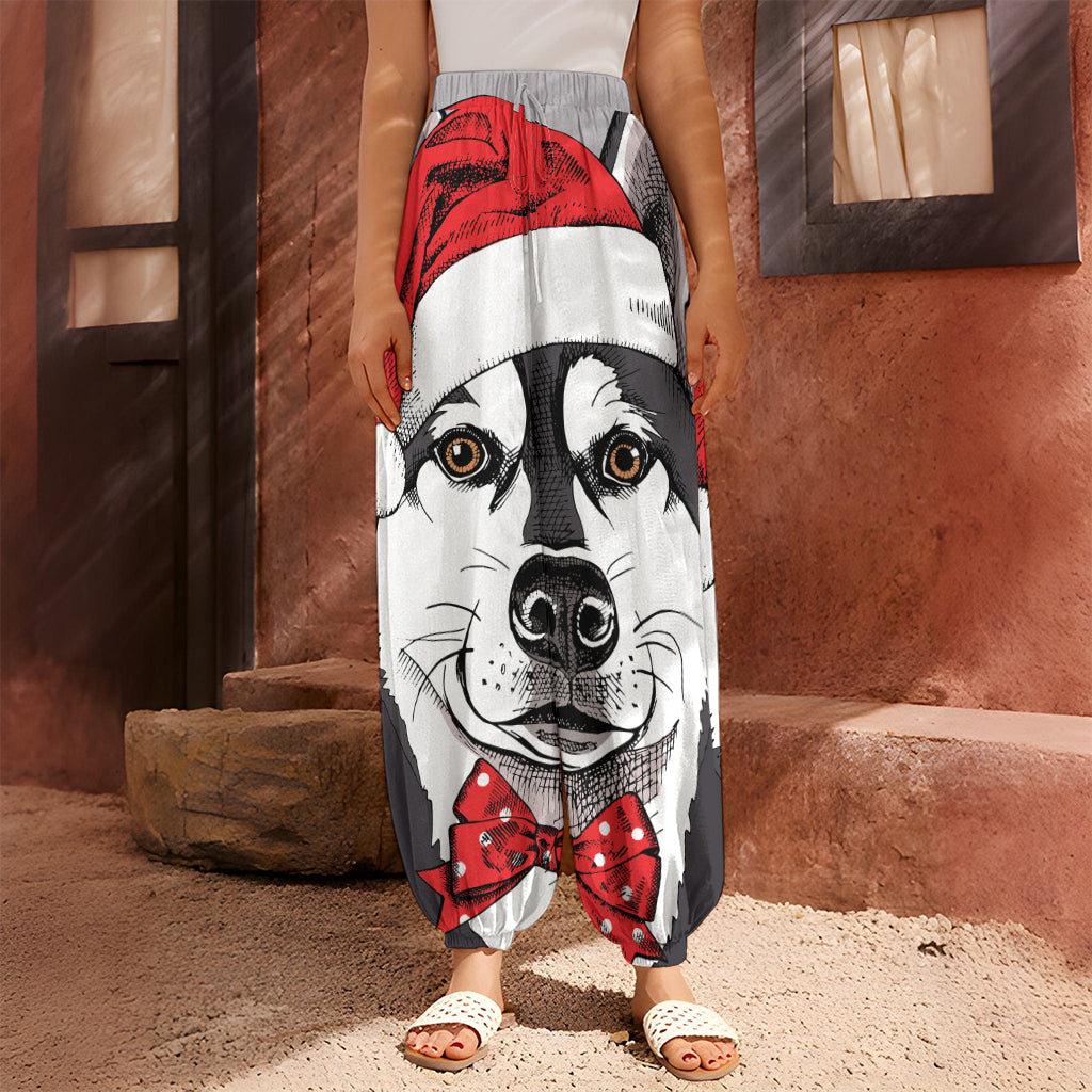 Santa Siberian Husky Print Harem Pants