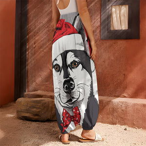 Santa Siberian Husky Print Harem Pants