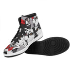 Santa Siberian Husky Print High Top Leather Sneakers