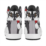 Santa Siberian Husky Print High Top Leather Sneakers