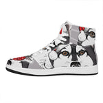 Santa Siberian Husky Print High Top Leather Sneakers