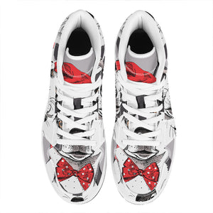 Santa Siberian Husky Print High Top Leather Sneakers