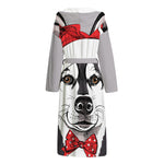 Santa Siberian Husky Print Hooded Bathrobe