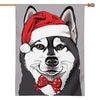 Santa Siberian Husky Print House Flag