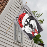 Santa Siberian Husky Print House Flag