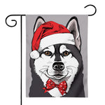 Santa Siberian Husky Print House Flag