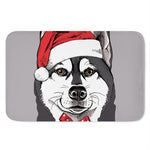 Santa Siberian Husky Print Indoor Door Mat