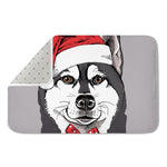 Santa Siberian Husky Print Indoor Door Mat