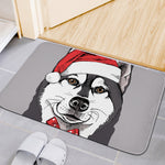 Santa Siberian Husky Print Indoor Door Mat