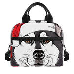 Santa Siberian Husky Print Insulated Lunch Bag