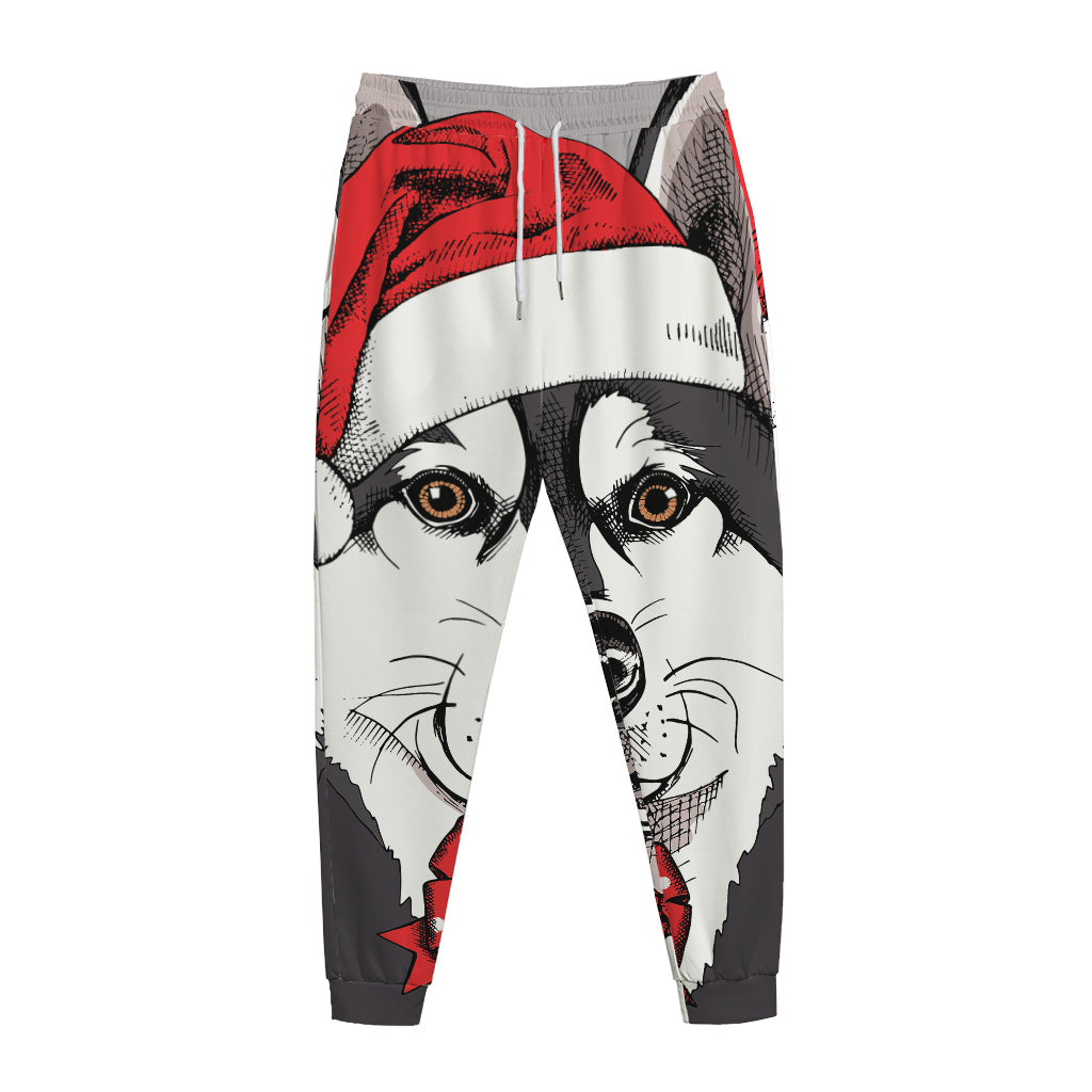 Santa Siberian Husky Print Jogger Pants