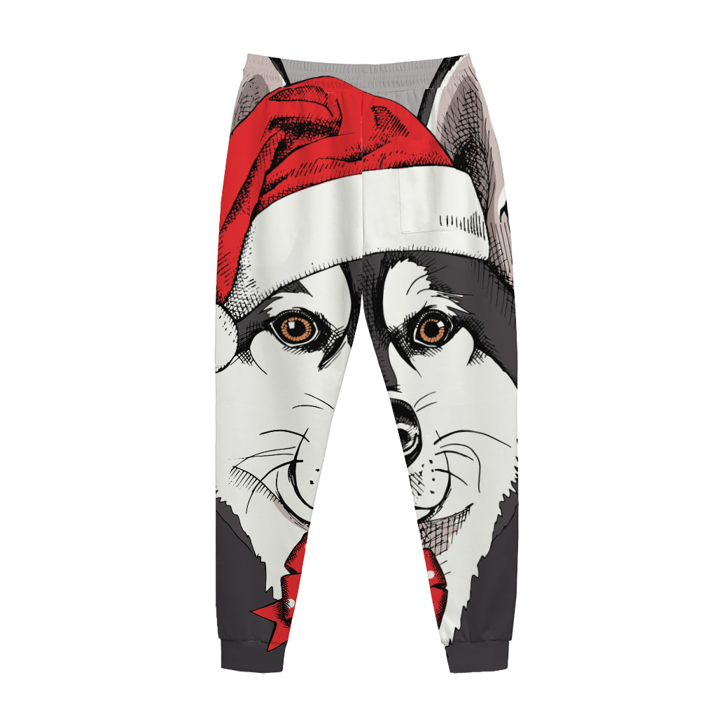 Santa Siberian Husky Print Jogger Pants