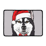 Santa Siberian Husky Print Kitchen Mat