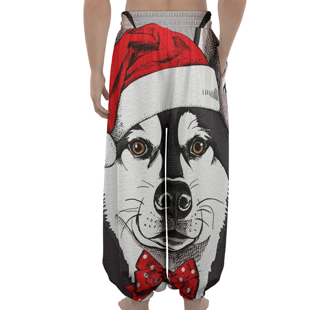 Santa Siberian Husky Print Lantern Pants