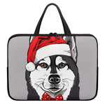 Santa Siberian Husky Print Laptop Sleeve With Handle